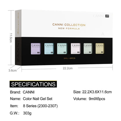 6pcs*9ml HEMA TPO FREE Nail Gel Polish CANNI Semi Permanent Jelly Pink Nude Color Gel Varnish Great Coverage UV LED Lacquer