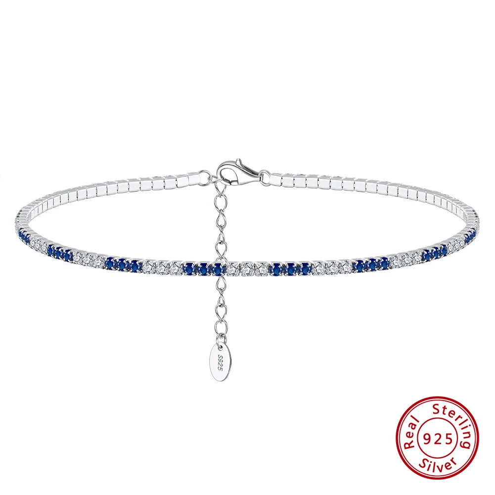 Rinntin Italian Sparkle Mirror Link Chain Anklet Women's 925 Silver Summer Foot Chain Bracelet Fashion Ankle Straps Jewelry SA29