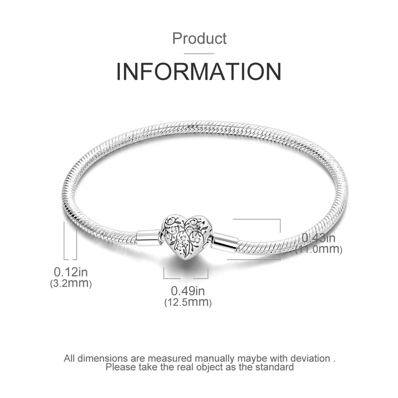 925 Sterling Silver Travel Plane Snake Basic Chain Cat and Moon Bracelet fit Original Charm Beads DIY Women Design Jewelry Party