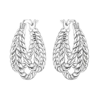925 Sterling Silver Exquisite Multi-layer Ear Ring Jewelry Versatile Hoop Earrings For Women Jewelry Fine Birthday Party Gift