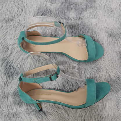 Women Sandals Summer Sexy 5cm Peed Toes Low Heel Ankle Strap High Heels Sandal Ladies Party Dress Red Wedding Shoes Plus Size