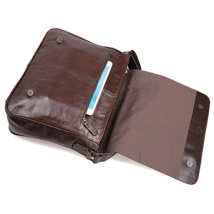 Fashion High Class Oil-Waxed Genuine Leather Shoulder Bag men Leather Messenger Bag Male Crossbody Bag Sling Leisure Bag Satchel