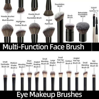 20pcs/set Pro Makeup Brushes Double Ended Foundation Concealers Blush Eye Shadows Brush for Liquid Cream Powder Blending