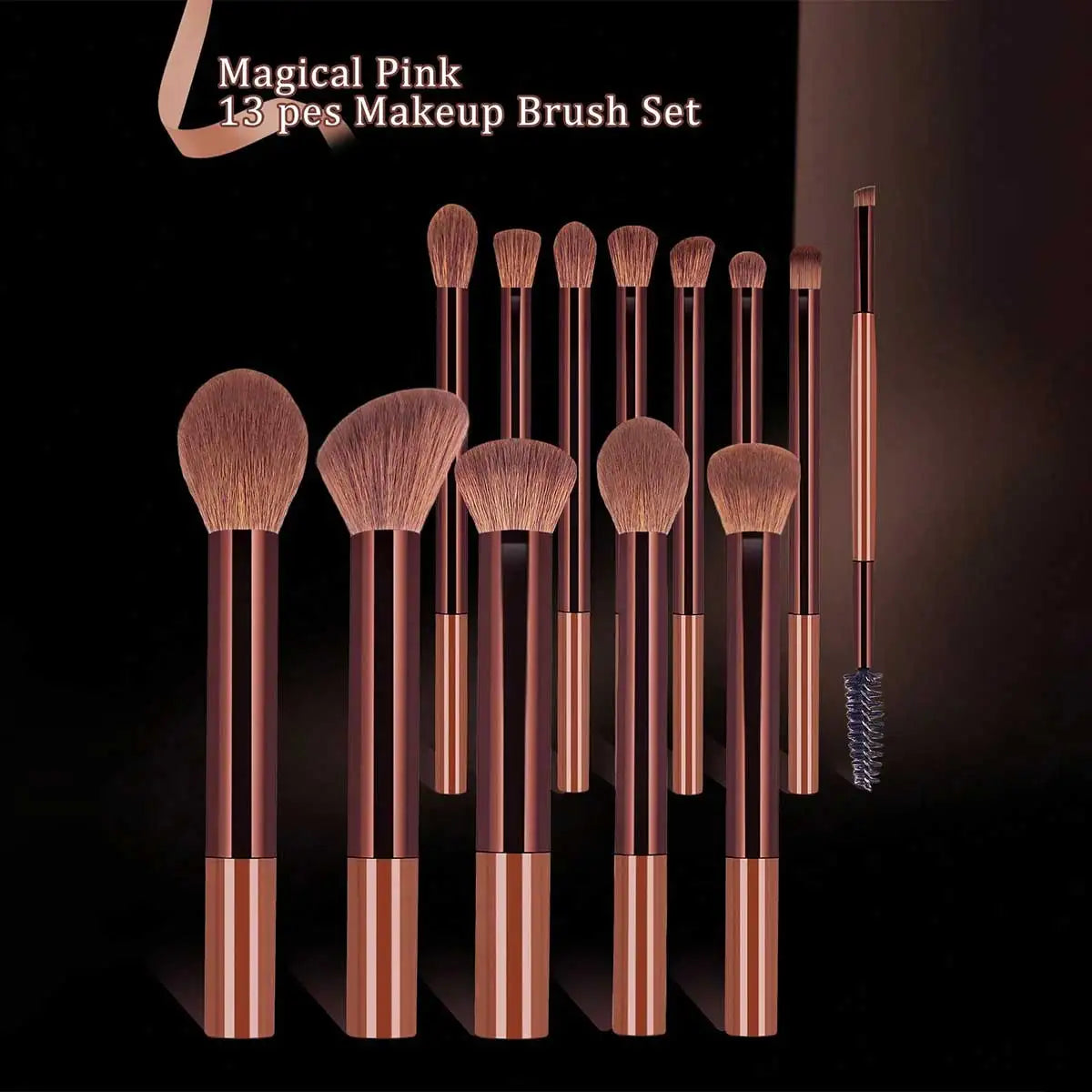17pcs Professional Soft Long Aluminum Makeup Brush Set, Including Foundation Brush, Eyeshadow Brush, Eyebrow Brush, Blending