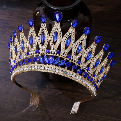 KMVEXO Baroque Queen Large Crystal AB Crowns For Bridal Women Girls Wedding Tiaras Diadem Comb Princess Party Hair Dress Jewelry