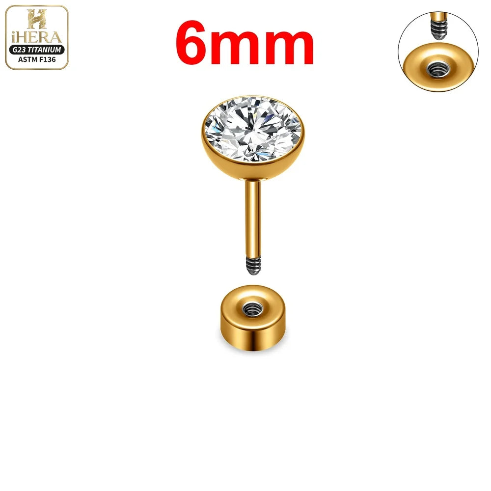 ASTM F136 Titanium Piercing Round Bowl Shaped Screw Labret Earring Set Lip Ring Cartilage Tragus Conch Jewelry Helix Nose Studs