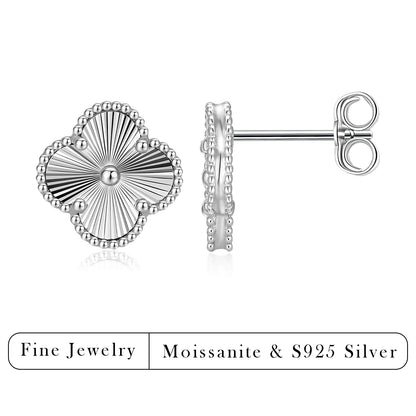 S925 Sterling Silver Ancient Chinese Four Petal Flower Stud Earrings Wholesale Vintage Radial Texture Jewelry For Women