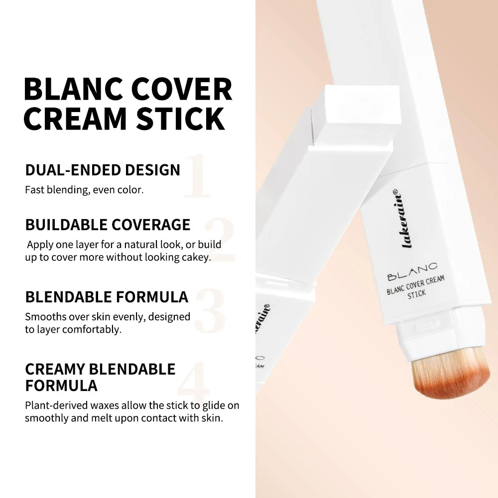 Color-changing Foundation Stick Blanc Foundation Korean Makeup Base High Coverage Concealer Natural Nude 2 IN 1 Foundation Stick