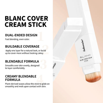 Color-changing Foundation Stick Blanc Foundation Korean Makeup Base High Coverage Concealer Natural Nude 2 IN 1 Foundation Stick