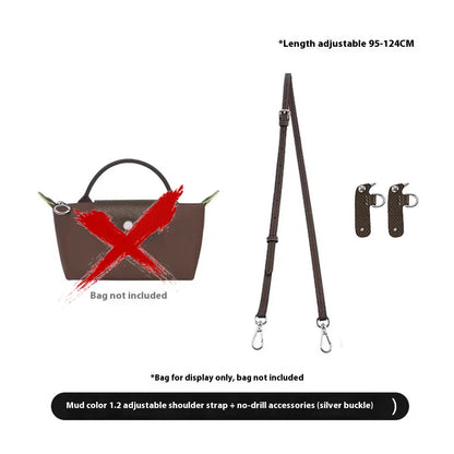 Cow Leather Replacement Crossbody Pomegranate Bag Strap for Longchamp Mini Bag Punching Free Modification Bag Accessories