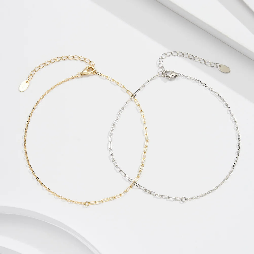 ORSA JEWELS 925 Sterling Silver Mariner Chain Anklets Fashion Women Summer 14K Gold Foot Bracelet Ankle Straps Jewelry SA24
