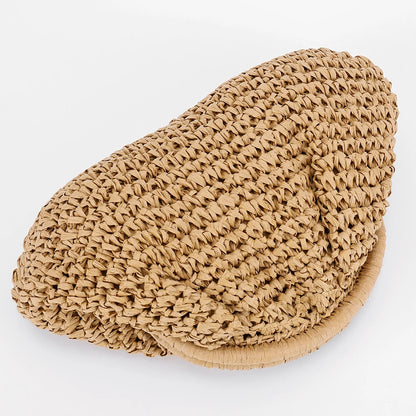 Women Straw Woven Bag Chain Strap Fashion Shoulder Bag Large Capacity Weaving Satchel Bag Solid Color for Party Vacation