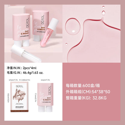 DEROL Day Night Moisturizing Lip Plumping Lipstick Primer Hydrating Watery Glossy Lip Gloss Mirror Jelly Longlasting Lip Stain