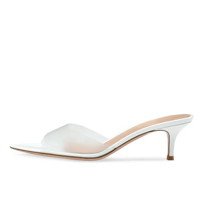PVC Clear Open Toe Designer Kitten Heels For Ladies Mules Shoes Slippers Transparency
