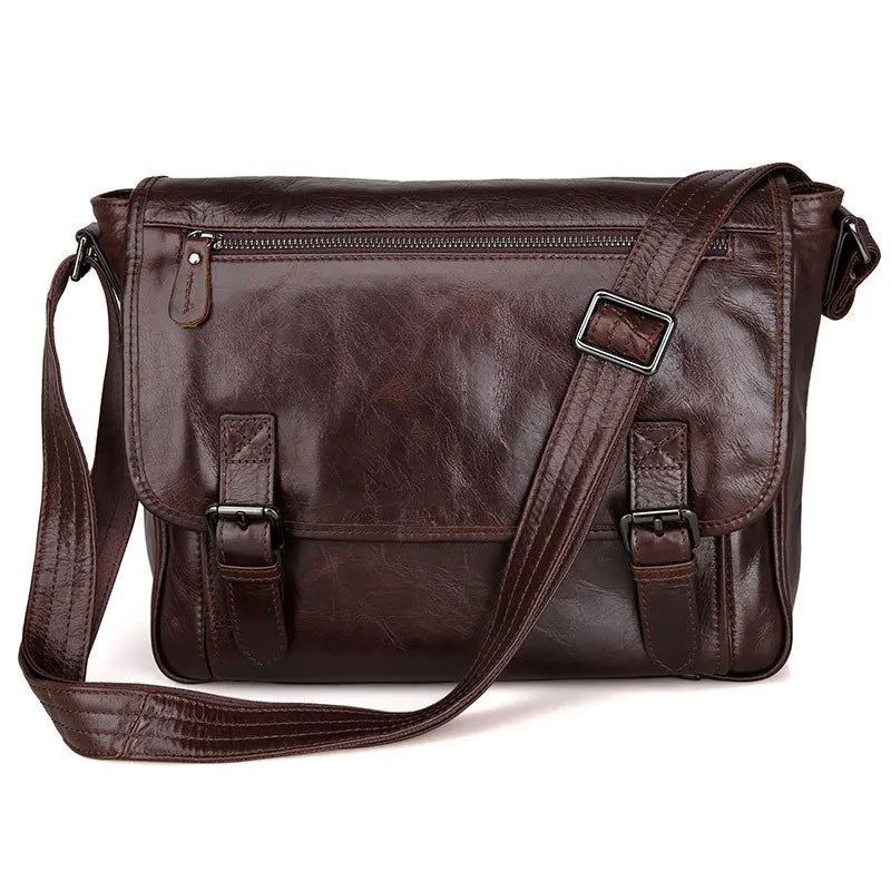 Fashion High Class Oil-Waxed Genuine Leather Shoulder Bag men Leather Messenger Bag Male Crossbody Bag Sling Leisure Bag Satchel