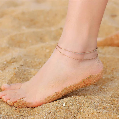 ORSA JEWELS 925 Sterling Silver Mariner Chain Anklets Fashion Women Summer 14K Gold Foot Bracelet Ankle Straps Jewelry SA24