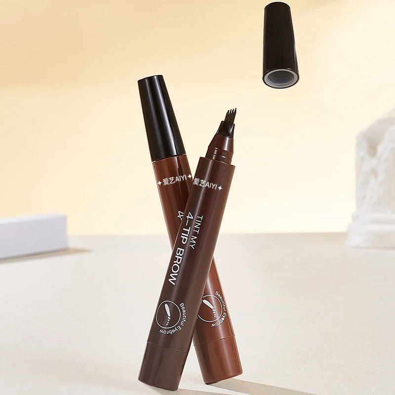 Waterproof Eyebrow Pen, Microblading Eyebrow Pencil With 4 Split Head, Natural Looking Brows Makeup ( 5 Colors)