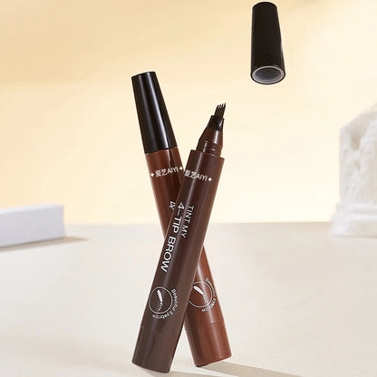 Waterproof Eyebrow Pen, Microblading Eyebrow Pencil With 4 Split Head, Natural Looking Brows Makeup ( 5 Colors)