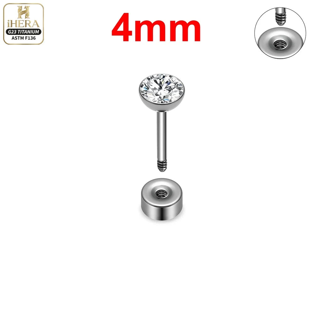 ASTM F136 Titanium Piercing Round Bowl Shaped Screw Labret Earring Set Lip Ring Cartilage Tragus Conch Jewelry Helix Nose Studs