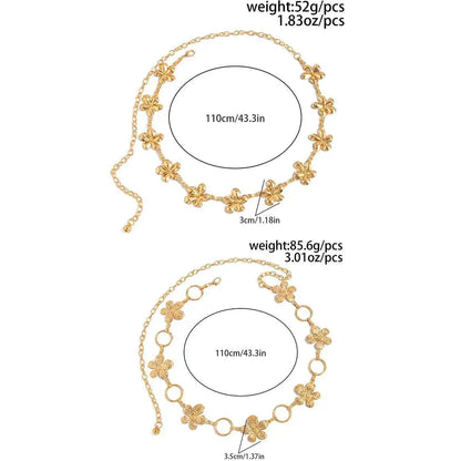 IngeSight.Z Exquisite Metal Large Flower Bikini Belly Waist Chain Women Fashion Summer Sexy Beach Party Belt Dress Body Jewelry