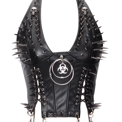 Goth Top Y2K Clothes Women's Tanks Emo Clothing Gothic Boho Tops with Spikes Punk Rock Teens Festival Spiked Bra Grunge T shirt