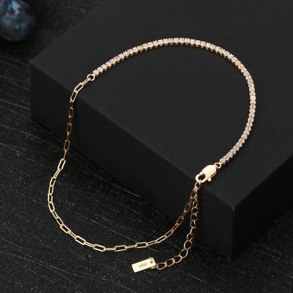 Rinntin Italian Sparkle Mirror Link Chain Anklet Women's 925 Silver Summer Foot Chain Bracelet Fashion Ankle Straps Jewelry SA29