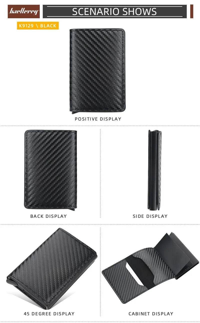 Men and women  Minimalist RFID Blocking Wallet-Automatic Pop-up Metal Credit Card Holder,Zipper Coin Purse Business Card Wallet
