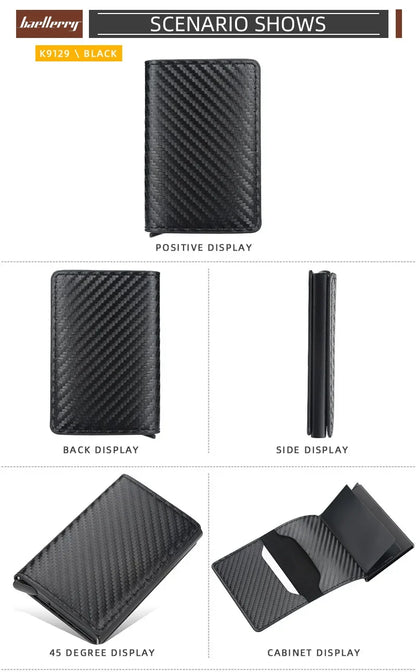 Men and women  Minimalist RFID Blocking Wallet-Automatic Pop-up Metal Credit Card Holder,Zipper Coin Purse Business Card Wallet