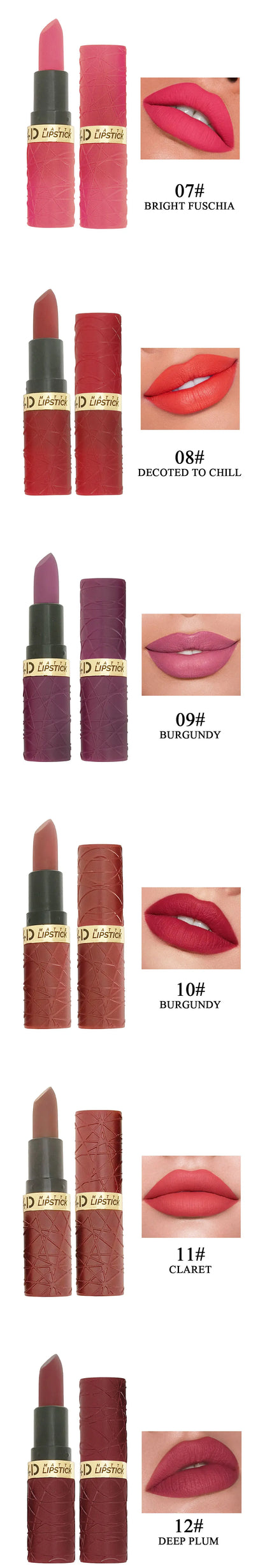 6Pcs Velvet Matte Lipstick Set Long Lasting Waterproof Lip Makeup Non Stick Moisturizing Lip Tint For Women Sexy Beauty
