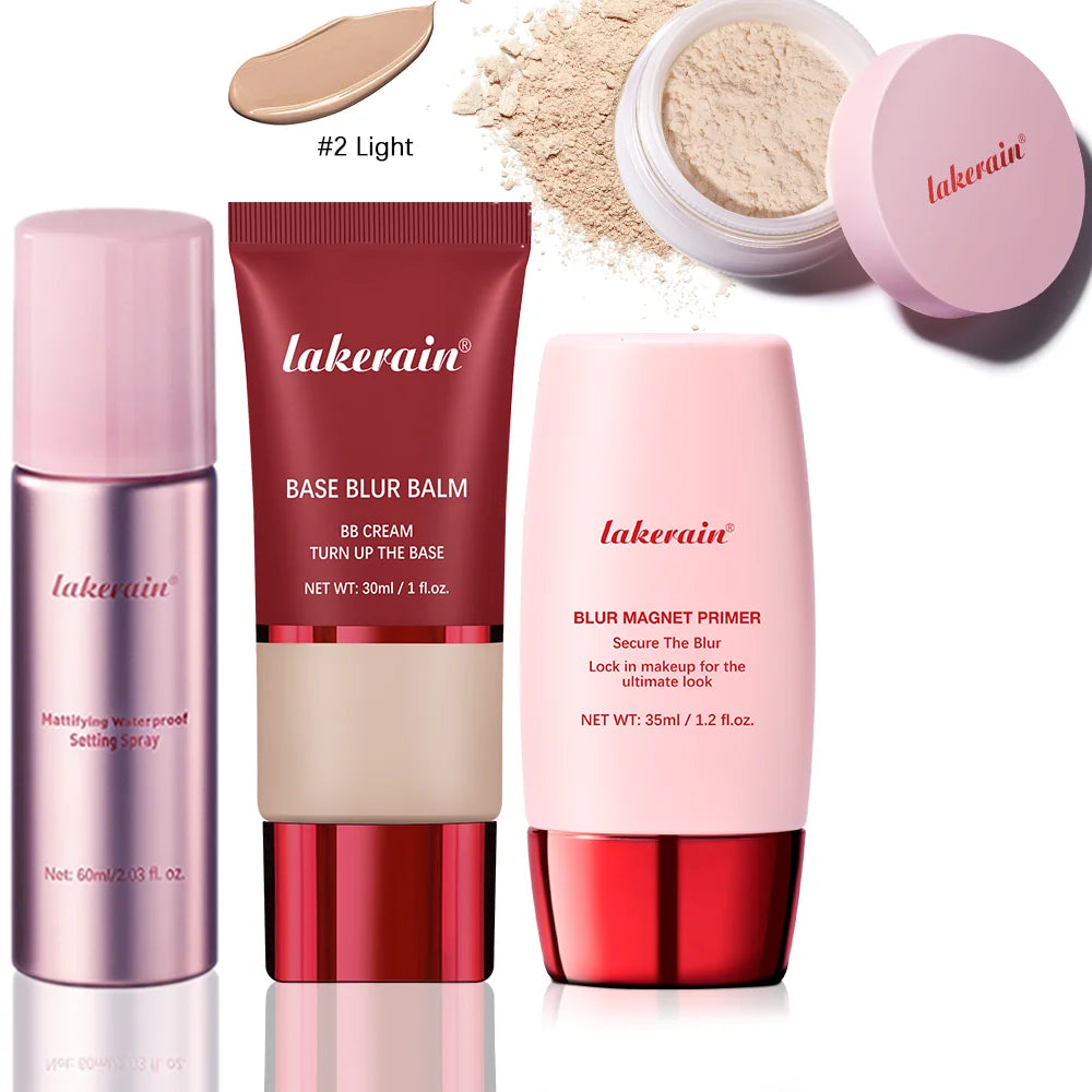 Ultimate Blurring Setting Powder Travel Size Set  Waterproof Setting Spray Blur Magnet Primer BASE BLUR BALM  Oil Control Kit