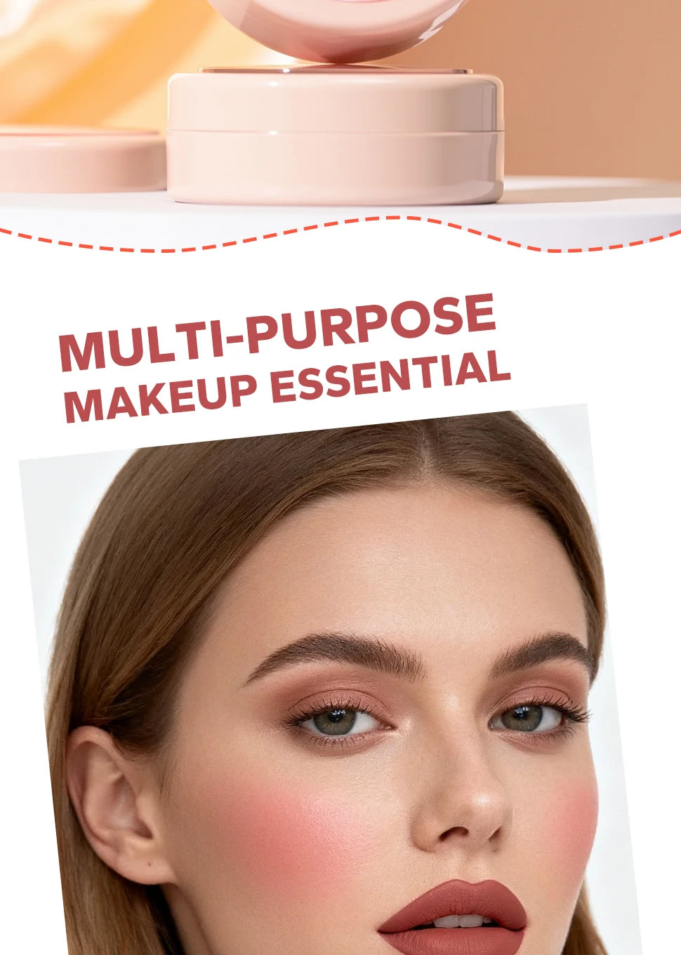 3-color blush palette-cream 2-in-1 multifunctional facial lip makeup, berry, pink, red waterproof