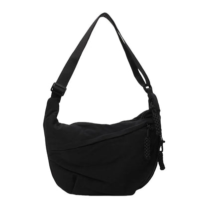 Casual Canvas Crossbody Bags Korean Simplified Large Capacity Sports Hobos Bag Solid Color Lightweight Dumpling Bag Women