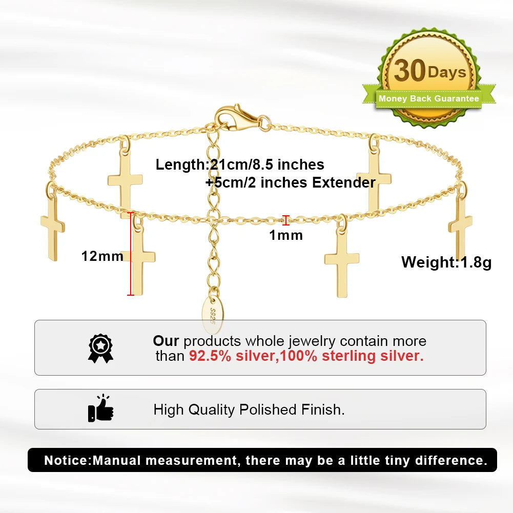Rinntin Italian Sparkle Mirror Link Chain Anklet Women's 925 Silver Summer Foot Chain Bracelet Fashion Ankle Straps Jewelry SA29