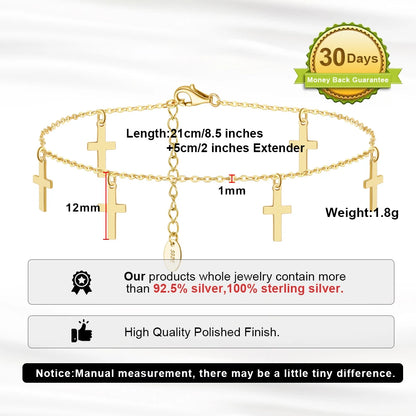 Rinntin Italian Sparkle Mirror Link Chain Anklet Women's 925 Silver Summer Foot Chain Bracelet Fashion Ankle Straps Jewelry SA29