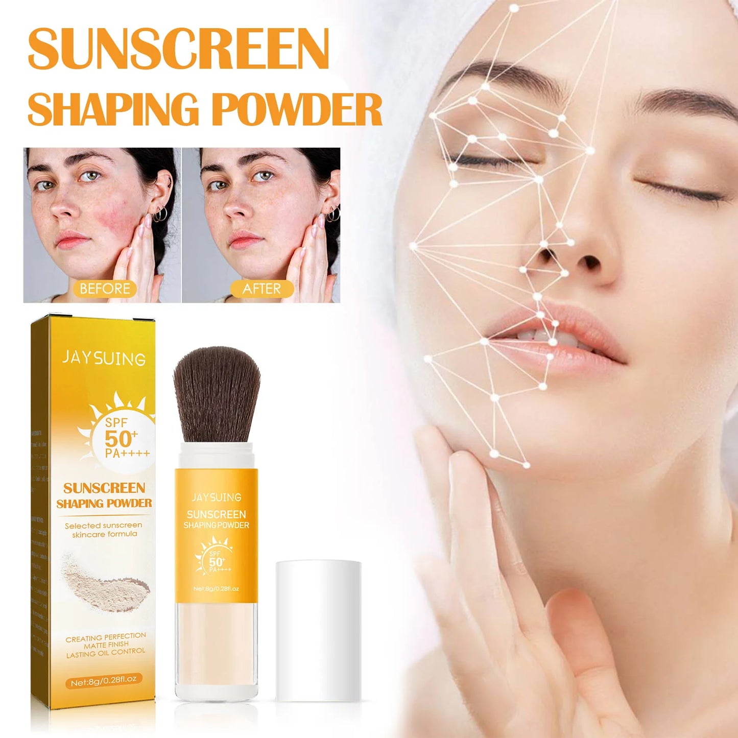 Sunscreen Loose Powder Sunblock Skin Protective Invisible Pore Solar Blocker Lasting Oil Control Light Waterproof Setting Powder