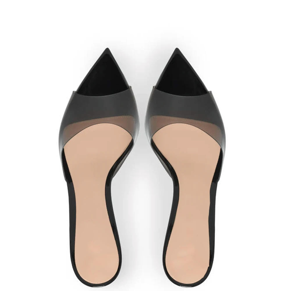 PVC Clear Open Toe Designer Kitten Heels For Ladies Mules Shoes Slippers Transparency