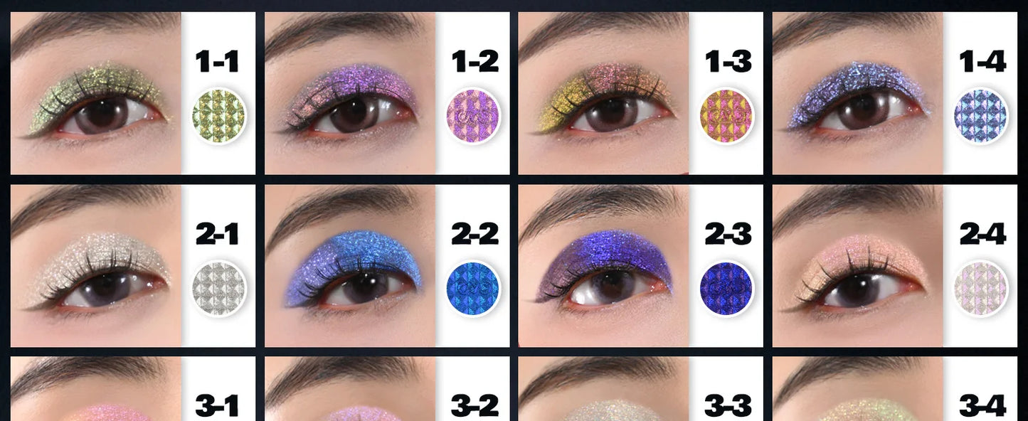 CHARMACY 4 Colors Duochrome Eyeshadow Palette Vegan Shimmer Multichrome Long-lasting Eye Shadow Cosmetic Makeup for Women