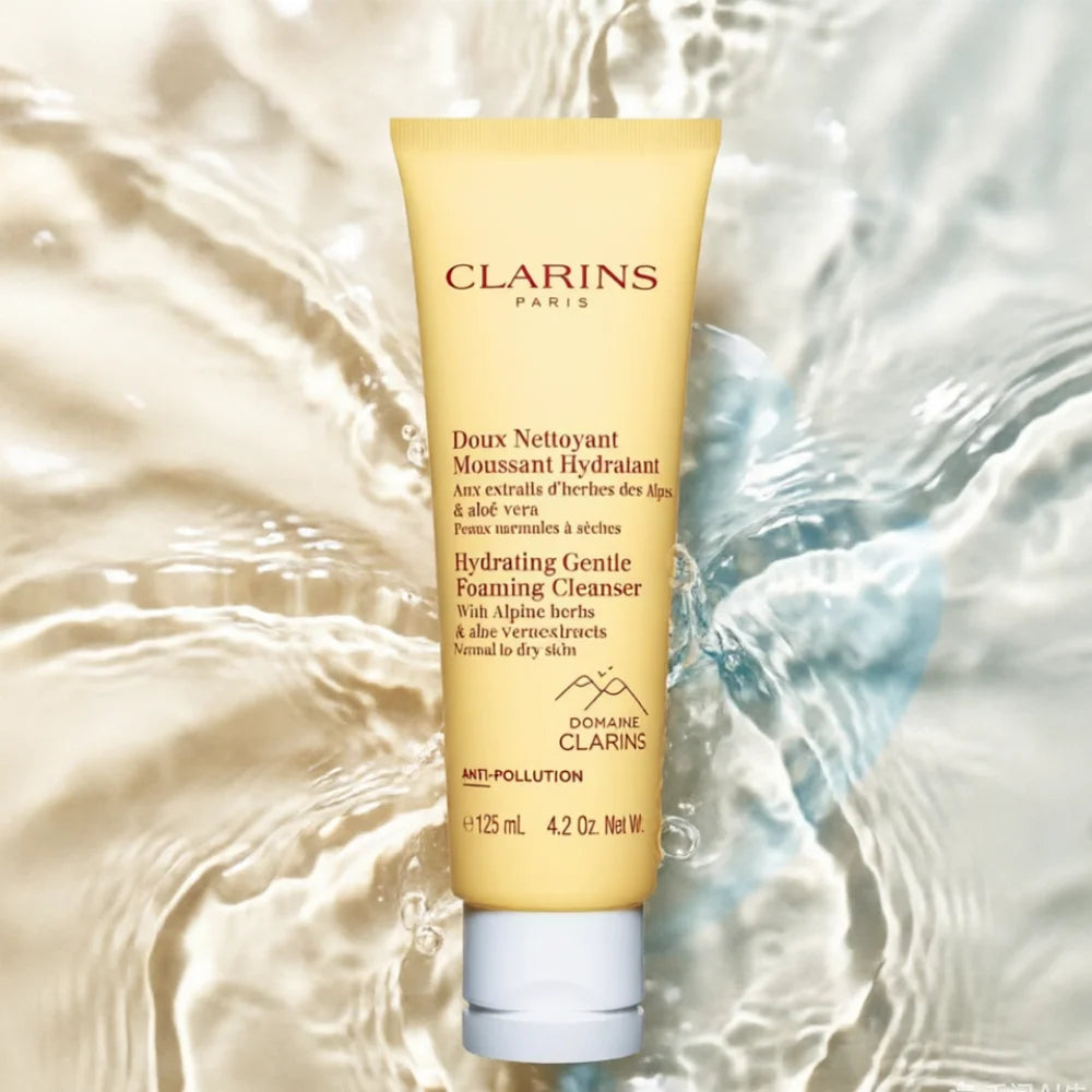 Clarins Gentle Foaming Cleanser 125ml for Normal to Dry Skin Cottonseed Hydrating Face Wash Soap Free Made in France