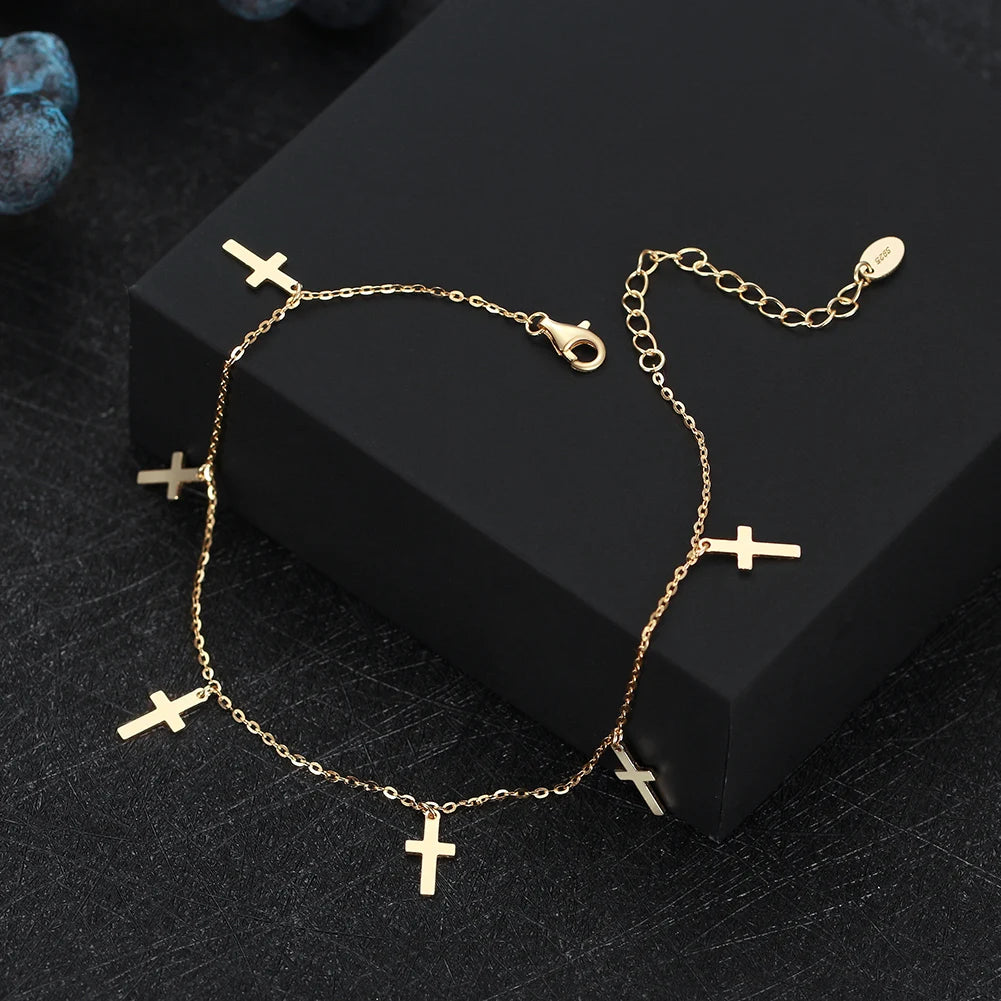 Rinntin Italian Sparkle Mirror Link Chain Anklet Women's 925 Silver Summer Foot Chain Bracelet Fashion Ankle Straps Jewelry SA29