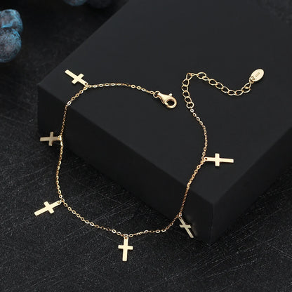 Rinntin Italian Sparkle Mirror Link Chain Anklet Women's 925 Silver Summer Foot Chain Bracelet Fashion Ankle Straps Jewelry SA29