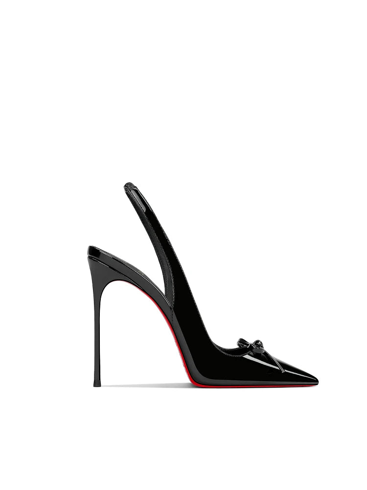 2025 Spring New Women's High Heels Black Patent Leather Pointed Stiletto Fashion Trend Women's Shoes