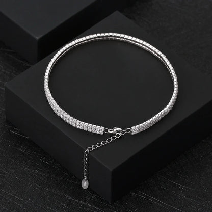 Rinntin Italian Sparkle Mirror Link Chain Anklet Women's 925 Silver Summer Foot Chain Bracelet Fashion Ankle Straps Jewelry SA29