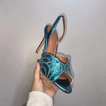 2026 New Gold Pineapple Sexy Rhinestone Fine High Heel Sandals Women's Outdoor Wear Glamorous Lady Executive Plus Size Slippers