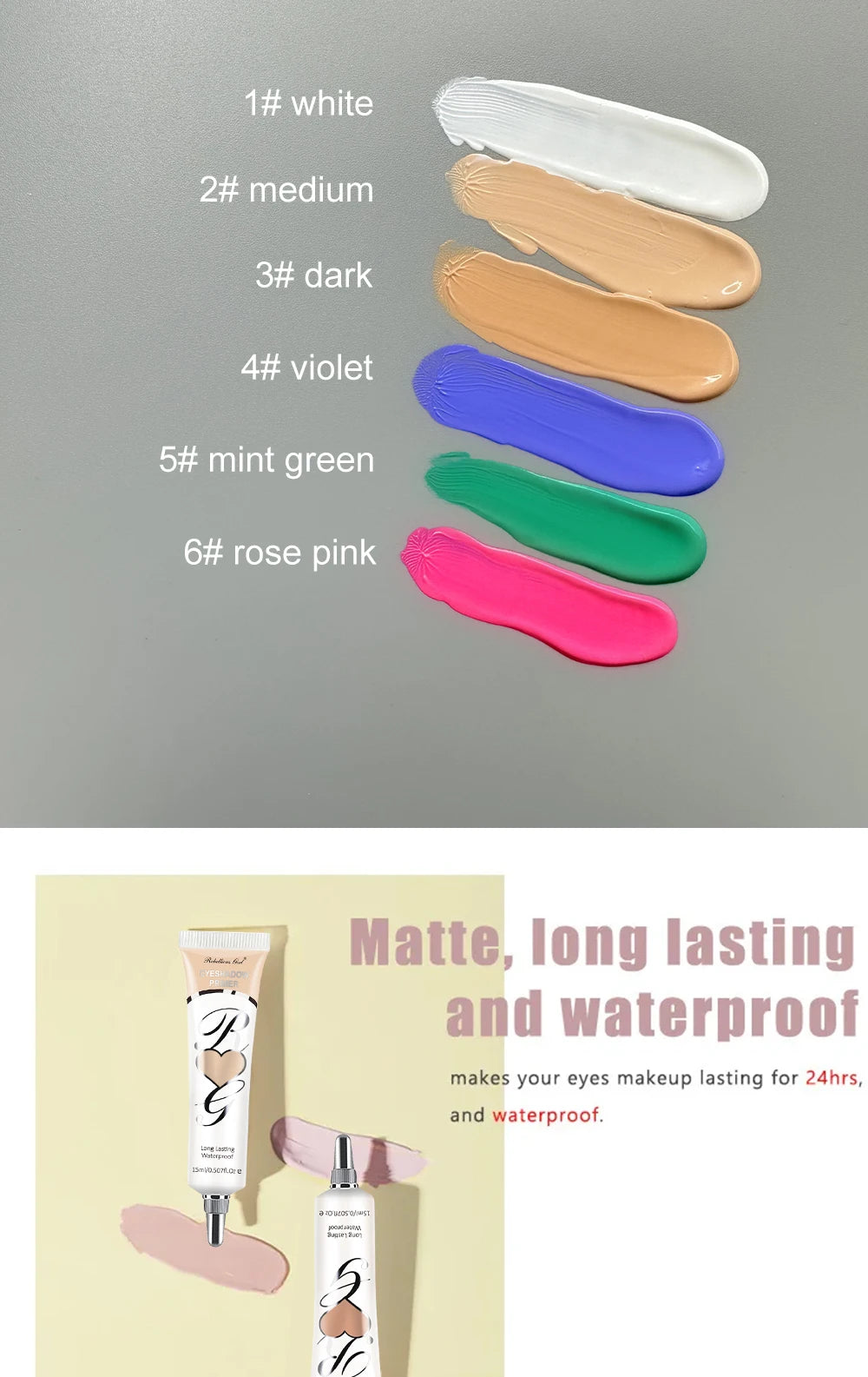 White Dark Matte Eye Shadow Primer Suitable for Oily Eyelid Eye Makeup Base Waterproof and Stain Resistant,Durable Cream Liquid