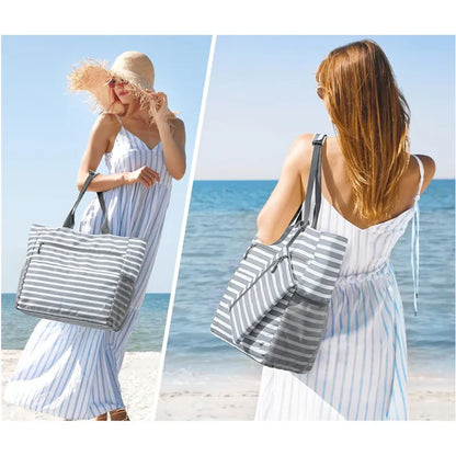 1pcs Beach Tote Bag Waterproof Foldable Large Capacity Lightweight Portable Travel Storage Bag for Outdoor Swimming Vacation