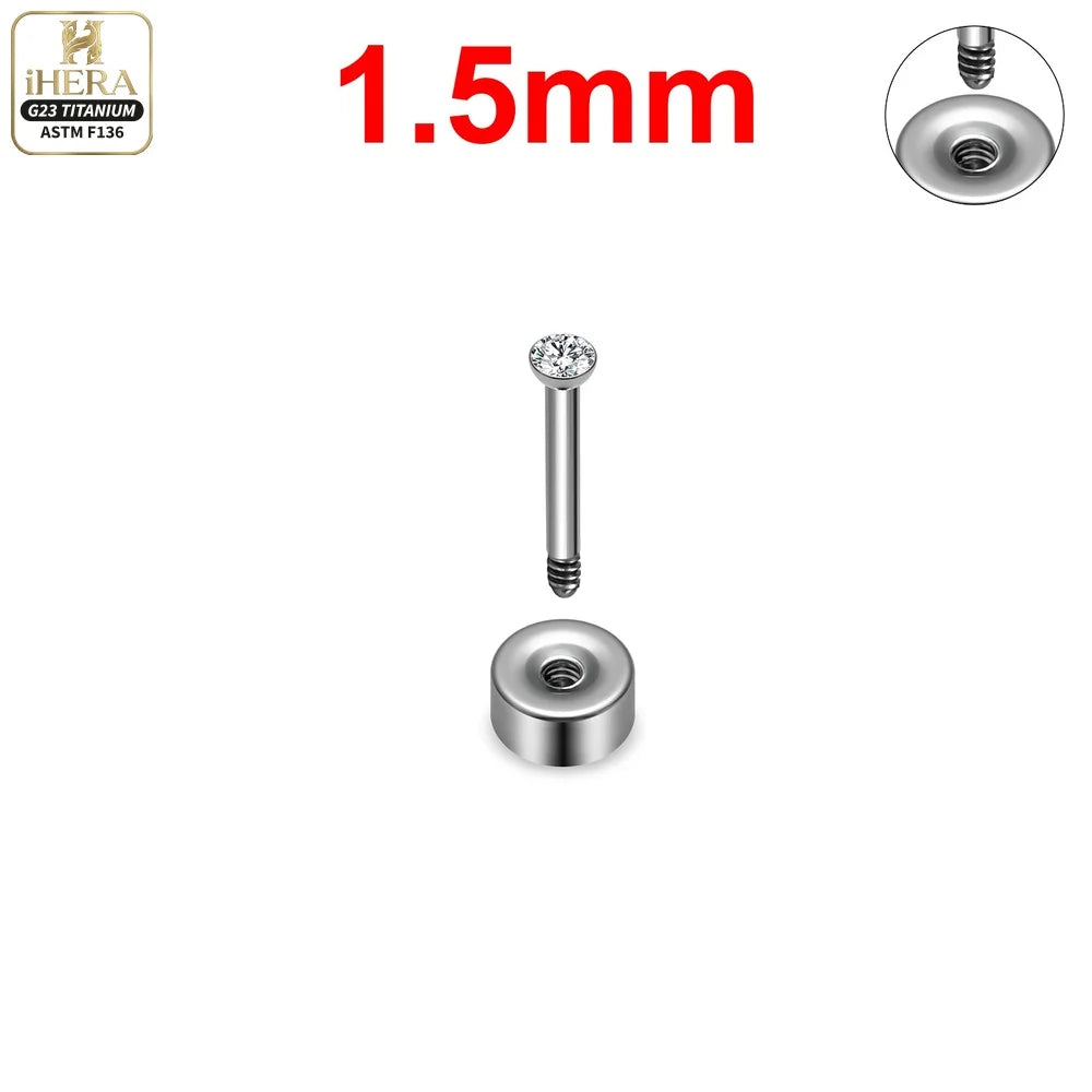 ASTM F136 Titanium Piercing Round Bowl Shaped Screw Labret Earring Set Lip Ring Cartilage Tragus Conch Jewelry Helix Nose Studs