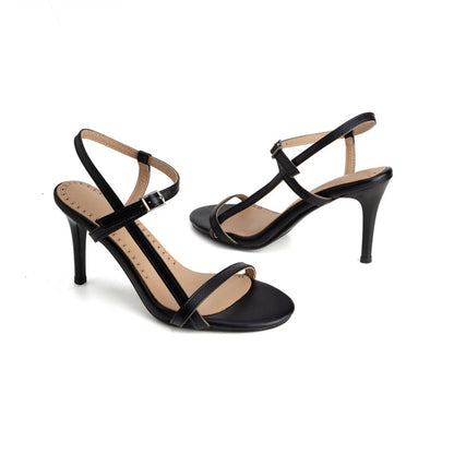 Peep Toe Ankle Strap Heeled Sandals for Women Open Toe Thin Heel Shoes Green Nude Red Silver White Black Plus Size 33-54 H1689