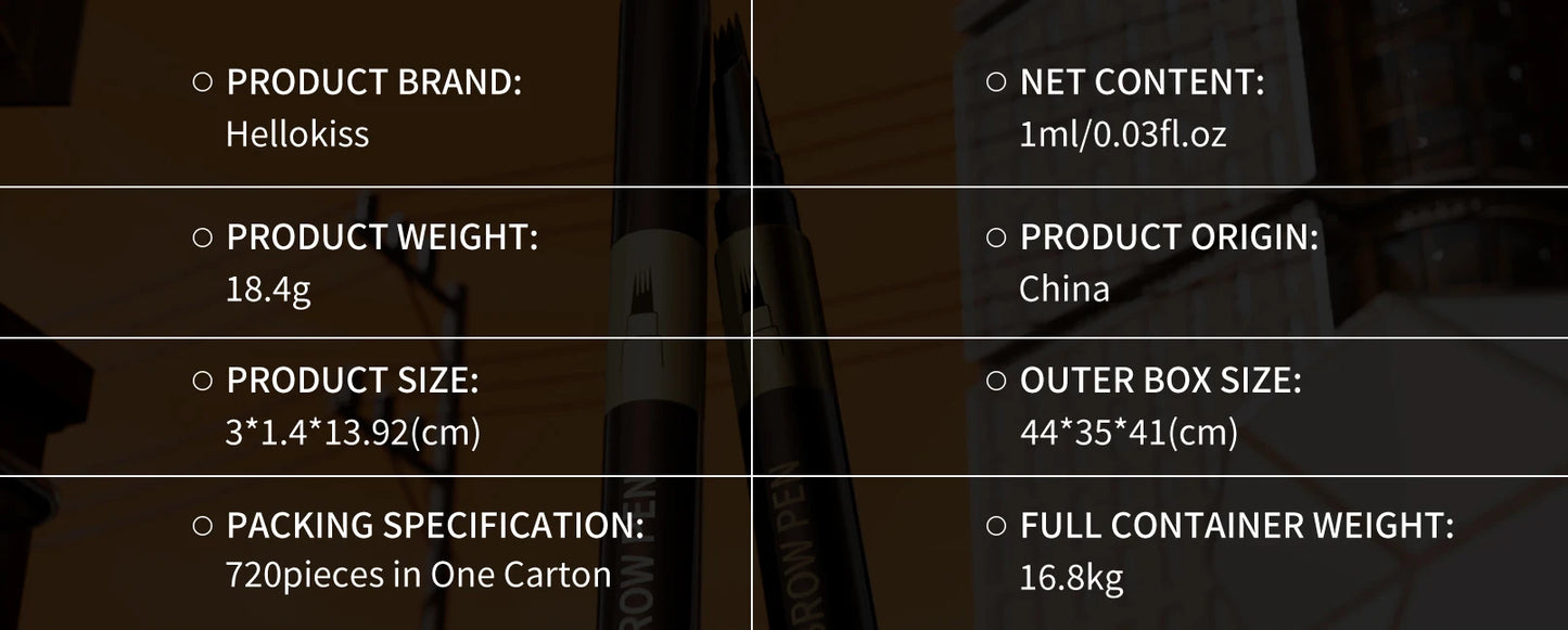 Four-pronged eyebrow pencil, four-end, long-lasting, non-smudged, water-resistant, anti-smudged eyebrow pencil