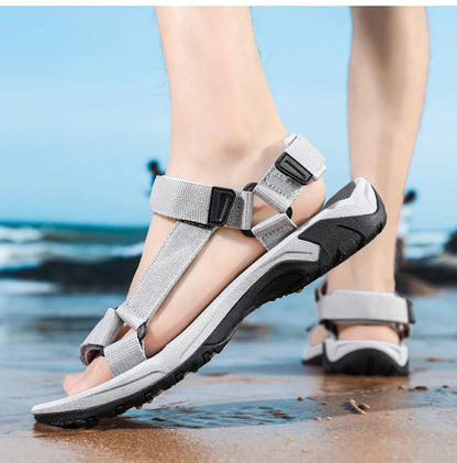 High Quality Summer Open Shoes Men Outdoor Adjustable Sandals Beach Gladiator Rome Breathable Green Pure Black Big Size 47 48