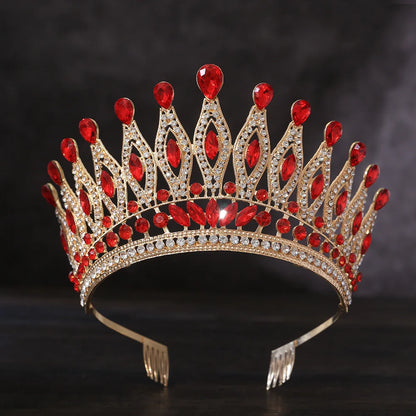 KMVEXO Baroque Queen Large Crystal AB Crowns For Bridal Women Girls Wedding Tiaras Diadem Comb Princess Party Hair Dress Jewelry